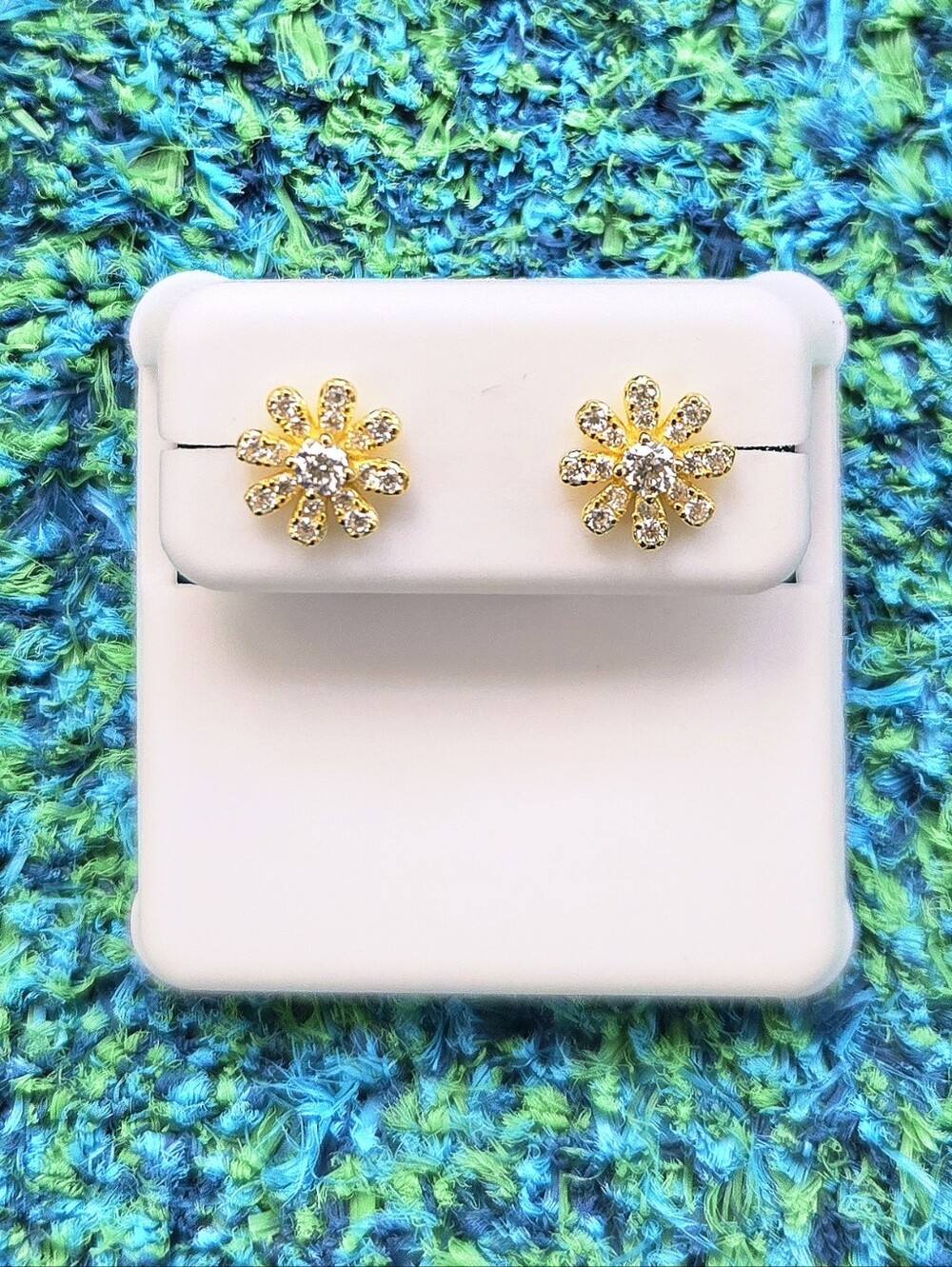 Moissanite Flower Earrings - Gold over Sterling Silver - 1 CTW